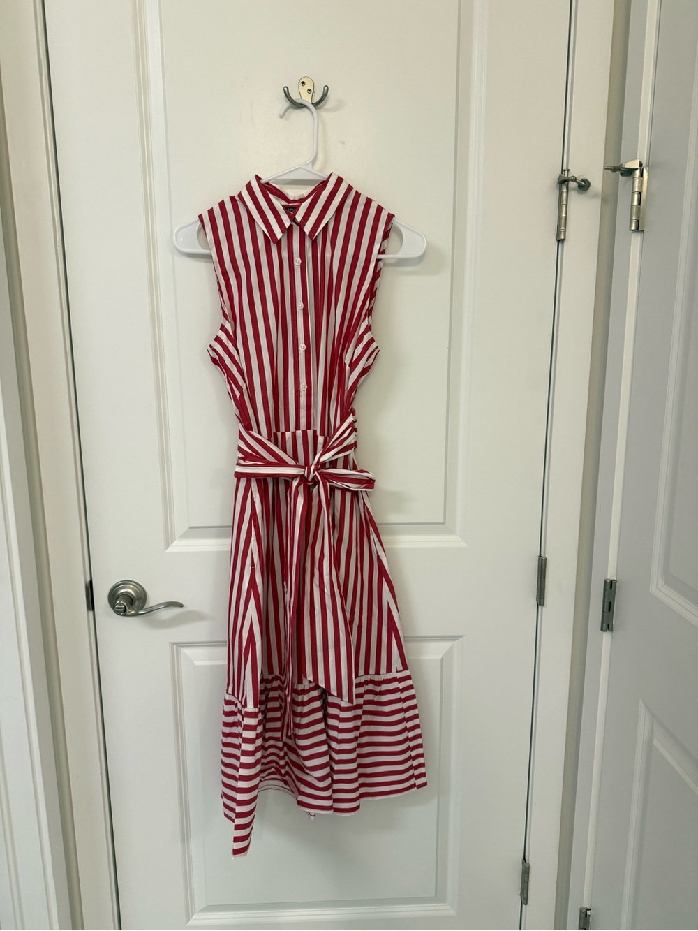 Jones New York NWT Red White Striped Midi Shirt Dress XS - Picture 2 of 10